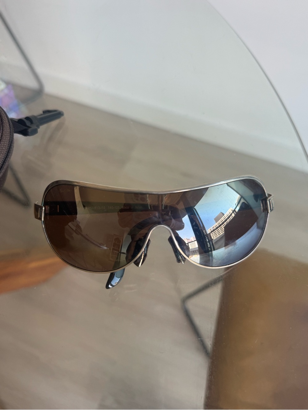 Maui Jim Silver Frame Brown Gradient Shield Sunglasses